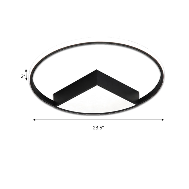 16"/19.5"/23.5" Wide Acrylic Sector Flushmount Simplicity LED Black/White Ceiling Lighting Fixture in Warm/White Light