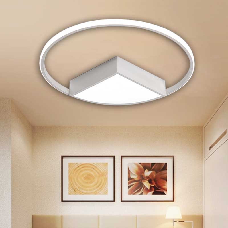 16"/19.5"/23.5" Wide Acrylic Sector Flushmount Simplicity LED Black/White Ceiling Lighting Fixture in Warm/White Light