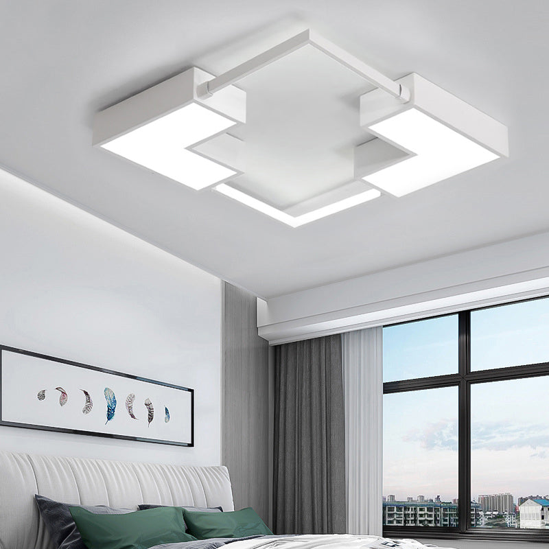 Square Flush Mount Light Simple Acrylic LED Black/White Ceiling Hung Fixture in Warm/White Light, 16"/19.5"/23.5" Wide