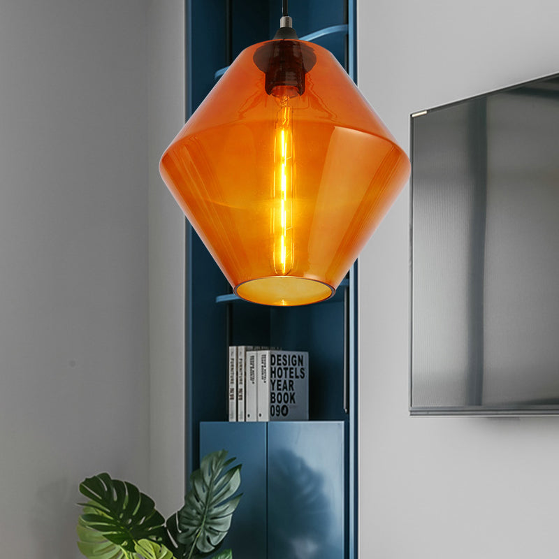 Single a diamante a diamante soffitto a sospensione leggera vintage nere arancione/blu/verde lampada appesa