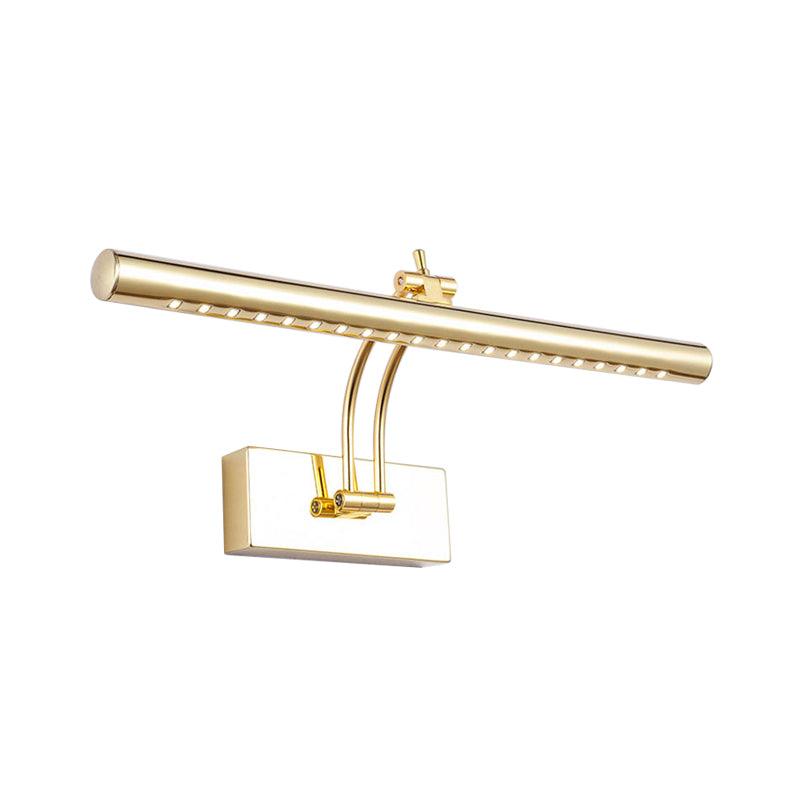 Lampada montata a parete da bagno a LED con sfumatura in metallo tubolare cromo/oro, illuminazione da vanità, largo 16 "/21,5"