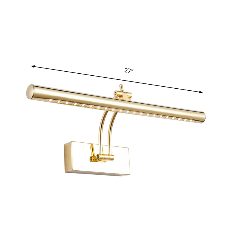 Lampada montata a parete da bagno a LED con sfumatura in metallo tubolare cromo/oro, illuminazione da vanità, largo 16 "/21,5"