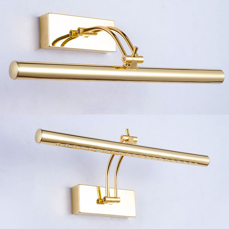 Lampada montata a parete da bagno a LED con sfumatura in metallo tubolare cromo/oro, illuminazione da vanità, largo 16 "/21,5"