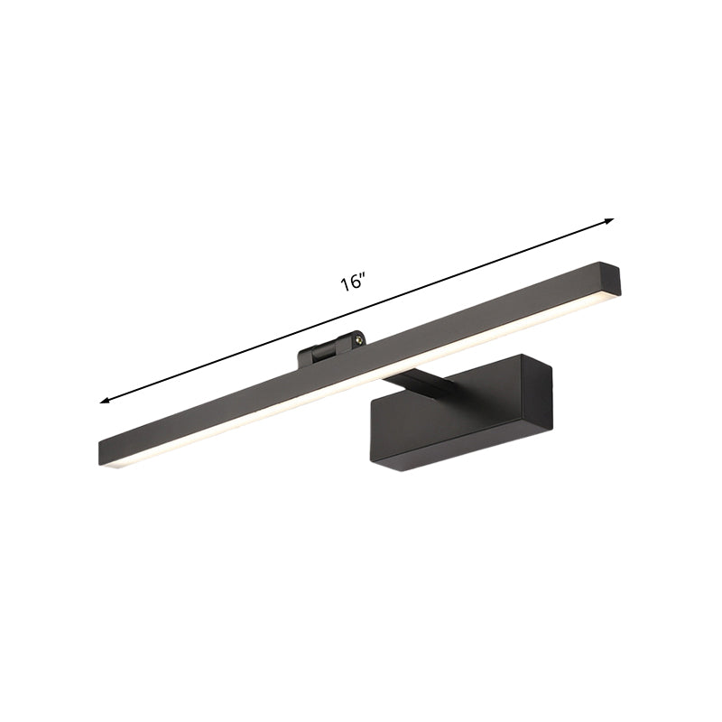Einfacher Stil Rechteck Aluminium Wandlampe 16 "/19.5" W LED Eitelkeitspiegel Licht in Schwarz/Weiß für Badezimmer