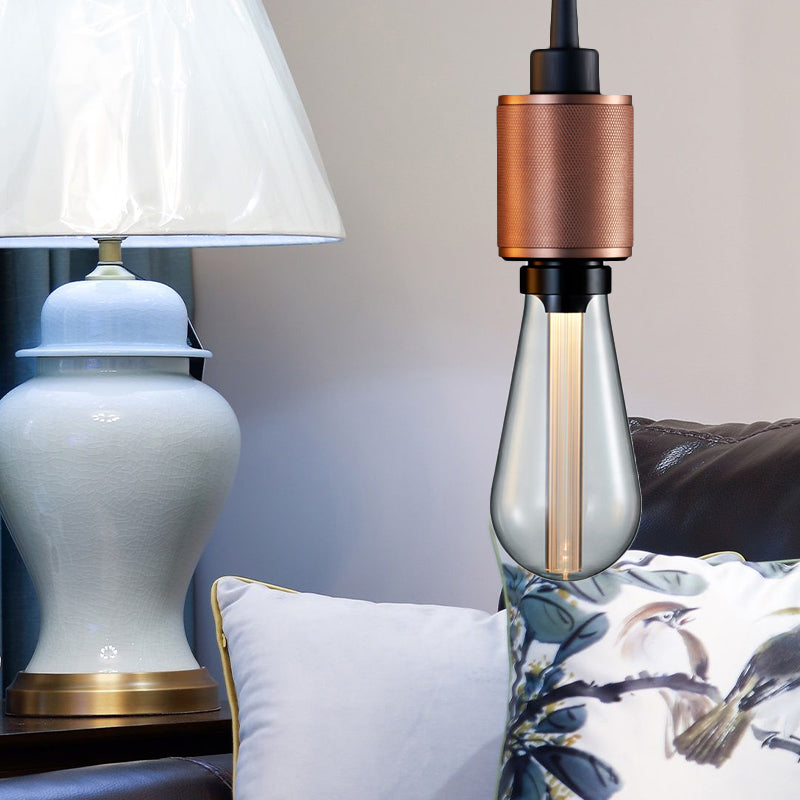 Metallic Open Bulb Pendant Lighting Retro Industrial 1 Light Restaurant Hanging Lamp in Black/Silver