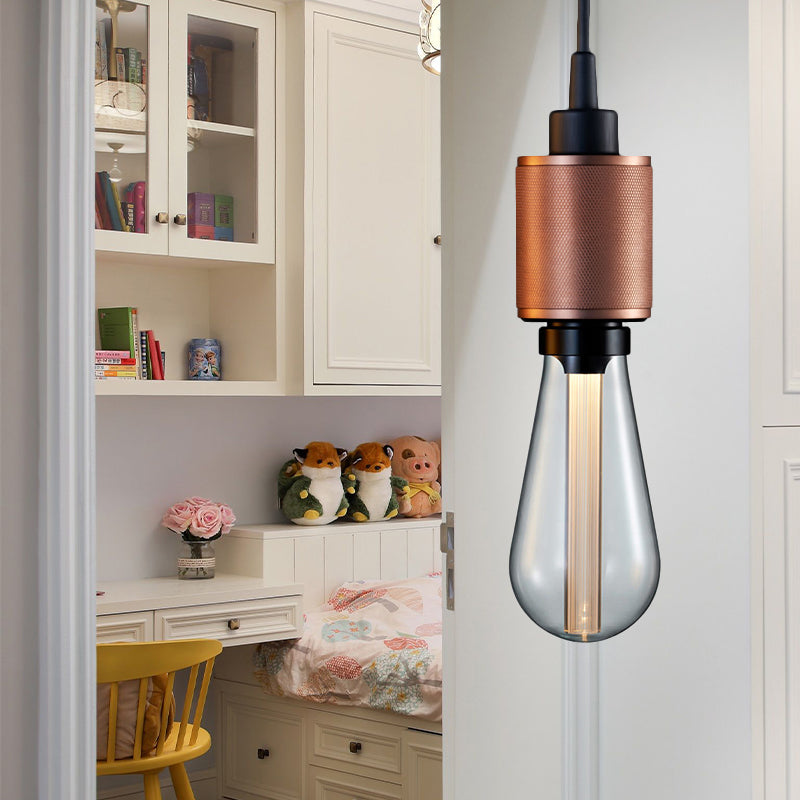 Metallic Open Bulb Pendant Lighting Retro Industrial 1 Light Restaurant Hanging Lamp in Black/Silver