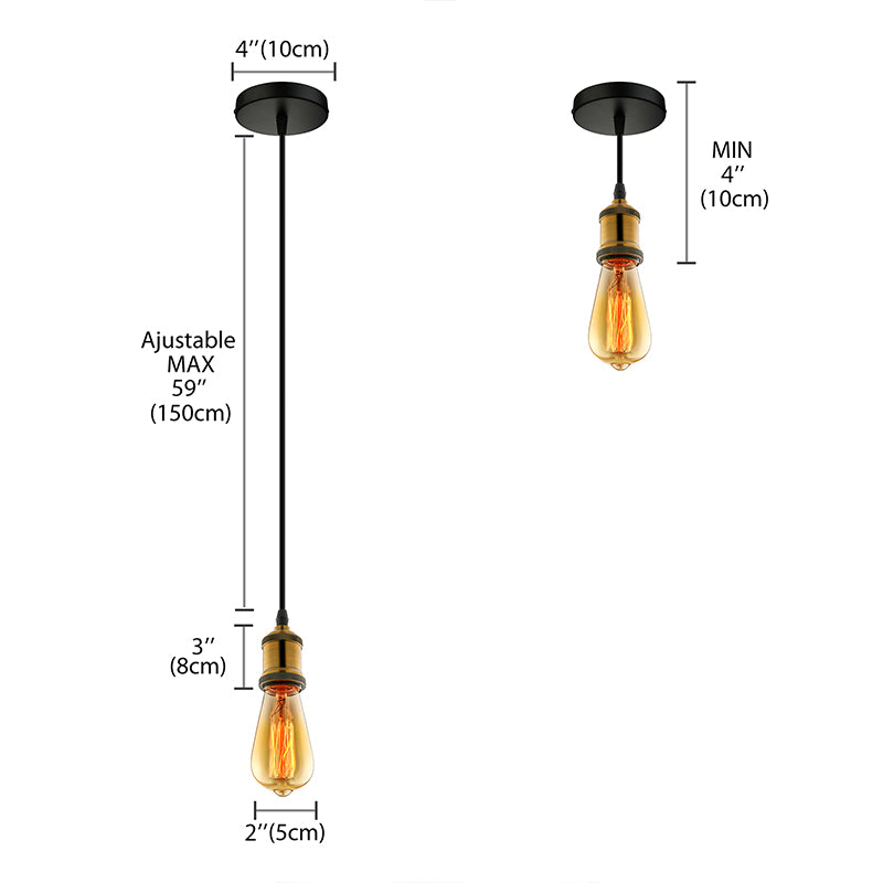 Mini colgante colgante de metal Light Vintage Style 1 Head Restaurante accesorio colgante con cable ajustable en latón