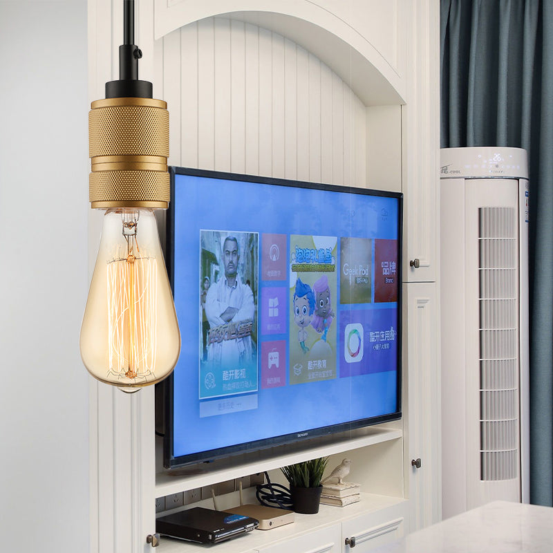 Retro industriële open bol hanger verlichting 1 kop ijzerhanglamp armatuur met verstelbaar koord in goud