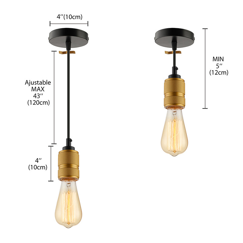 Retro industriële open bol hanger verlichting 1 kop ijzerhanglamp armatuur met verstelbaar koord in goud