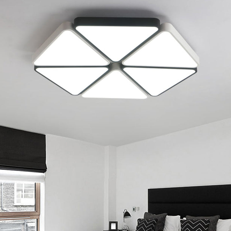 Contemporary Hexagon Flush Mount Halterung Acryl Warm/Weiß Licht LED Wohnzimmer-Deckenleuchte in Weiß, 19.5 "/23.5" Breite