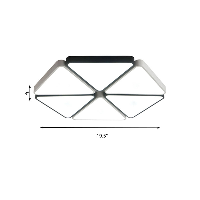 Contemporary Hexagon Flush Mount Halterung Acryl Warm/Weiß Licht LED Wohnzimmer-Deckenleuchte in Weiß, 19.5 "/23.5" Breite