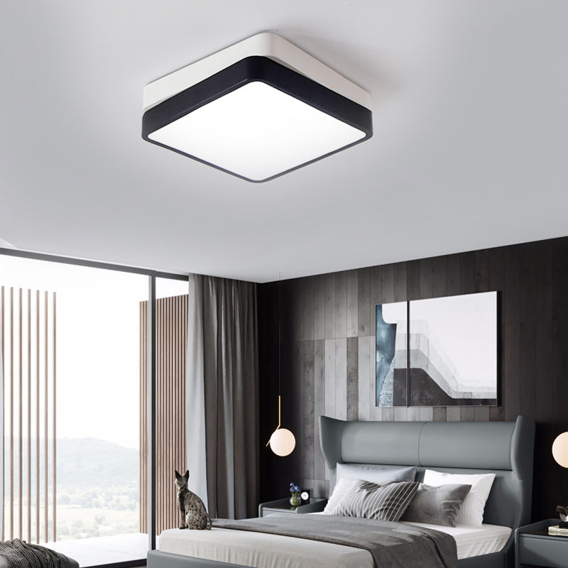Plafonnier LED carré/rectangulaire noir en métal nordique pour chambre à coucher en blanc chaud/blanc, 11"/19"/35,5" de large