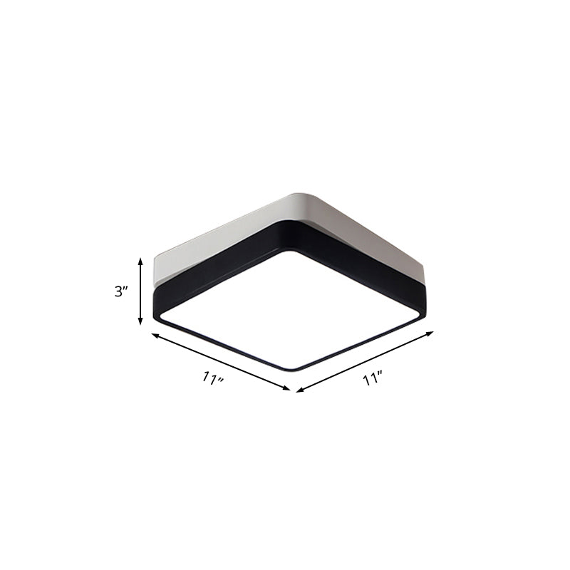 Plafonnier LED carré/rectangulaire noir en métal nordique pour chambre à coucher en blanc chaud/blanc, 11"/19"/35,5" de large