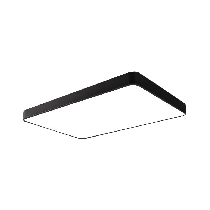 Led Bedroom Flush Mount with Rectangular Metal Shade Simple White/Black Flush Mount Light for Office