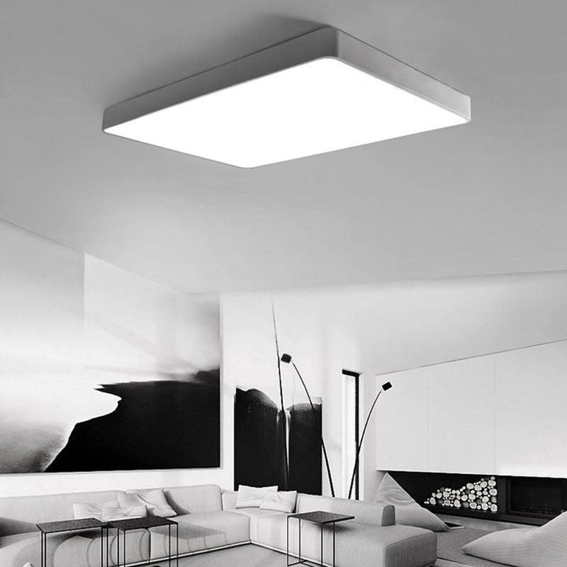 Led Bedroom Flush Mount with Rectangular Metal Shade Simple White/Black Flush Mount Light for Office
