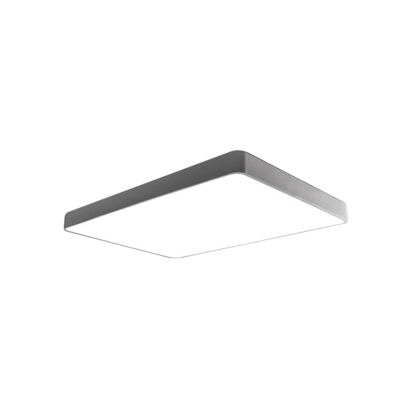Led Bedroom Flush Mount with Rectangular Metal Shade Simple White/Black Flush Mount Light for Office