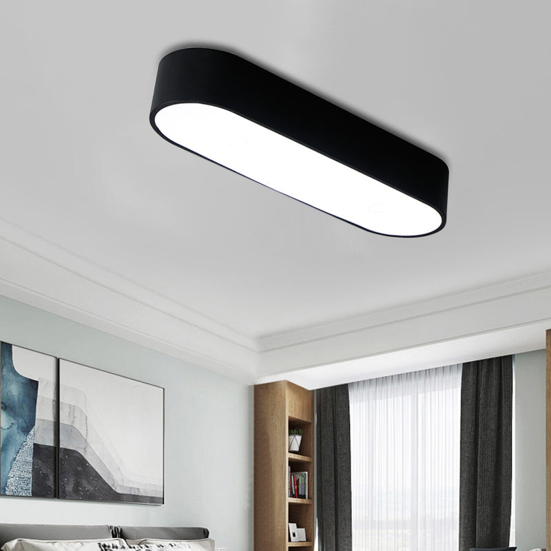 Lámpara de techo empotrada con caja de borde liso, LED de metal moderno, 23,5 "/ 35,5" de ancho, luz de techo empotrada blanca/negra para dormitorio en luz blanca/cálida