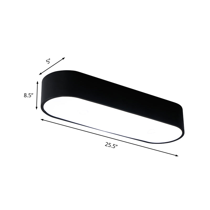 Lámpara de techo empotrada con caja de borde liso, LED de metal moderno, 23,5 "/ 35,5" de ancho, luz de techo empotrada blanca/negra para dormitorio en luz blanca/cálida