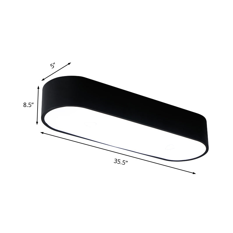 Lámpara de techo empotrada con caja de borde liso, LED de metal moderno, 23,5 "/ 35,5" de ancho, luz de techo empotrada blanca/negra para dormitorio en luz blanca/cálida
