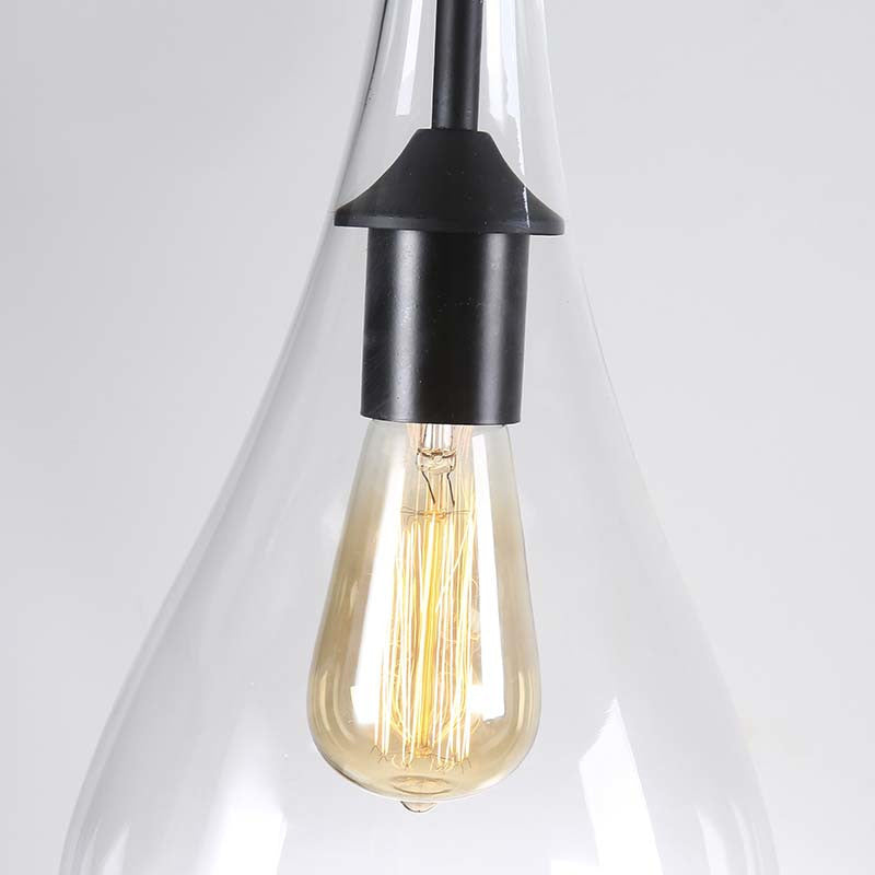 Clear Glass Urn/Trapezoid Pendant Lighting Industrial Style 1 Light Bedroom Hanging Light Fixture with Adjustable Rope