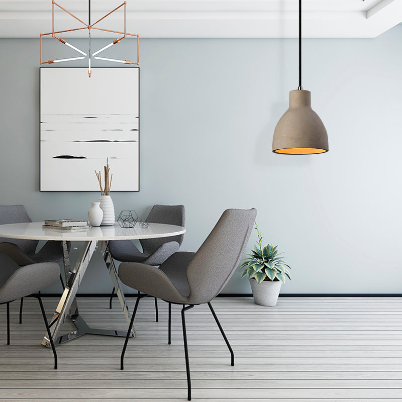 6.5"/8.5"/10.5" Dia Barn/Cylinder/Dome Cement Pendant Lighting Industrial 1 Light Dining Table Ceiling Light Fixture with Adjustable Cord in Grey