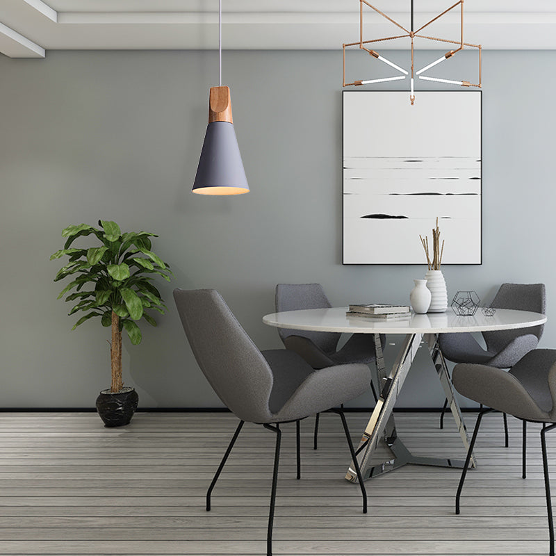 5,5 "/8,5"/10 "w 1 lampadina a sospensione con sfumatura conica in metallo contemporaneo cucina impiccato in grigio/argento/giallo