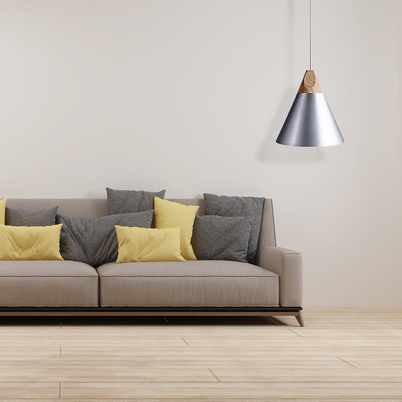 5,5 "/8,5"/10 "w 1 lampadina a sospensione con sfumatura conica in metallo contemporaneo cucina impiccato in grigio/argento/giallo