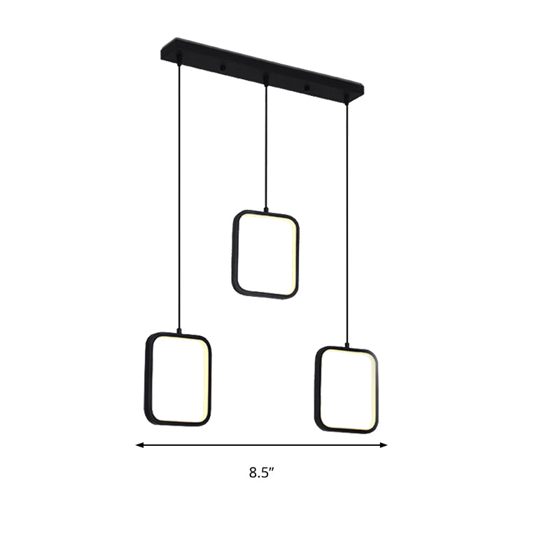 Schwarz/Weiß -Quadrat -Drop -Anhänger zeitgenössischer LED -Acryldeckelbeleuchtung in warmem/weißem Licht