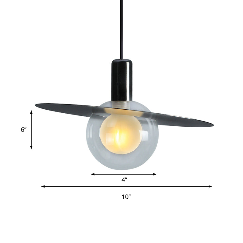 Lámpara colgante de vidrio global led contemporáneo letrero negro colgante con disco de anillo