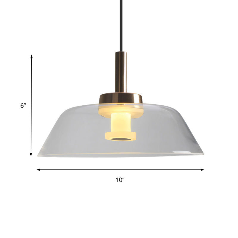 Éclairage pendentif en verre transparent LED moderne lampe de plafond suspendue en chrome poli pour la salle de dinging