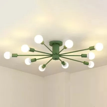 Moderne plafondlampen voor slaapkamer, 10-lichts Sputnik semi-inbouwverlichting voor kinderen, 8 "hoog x 48" in diameter