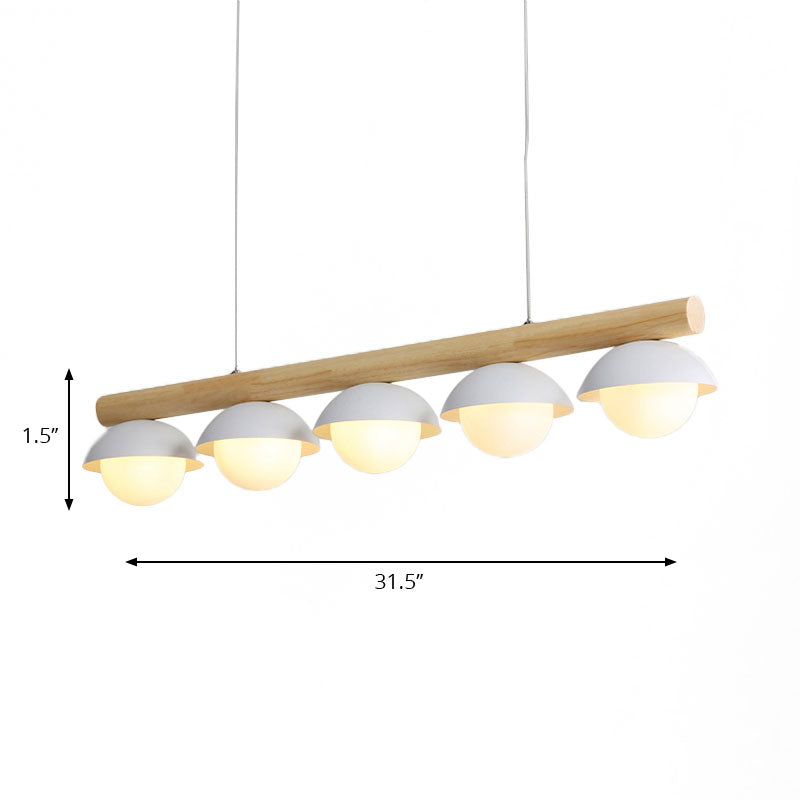 Moderno semplice lampadario lineare gambo in legno 5/7 luci bianche ombra luci di biliardo per ristorante
