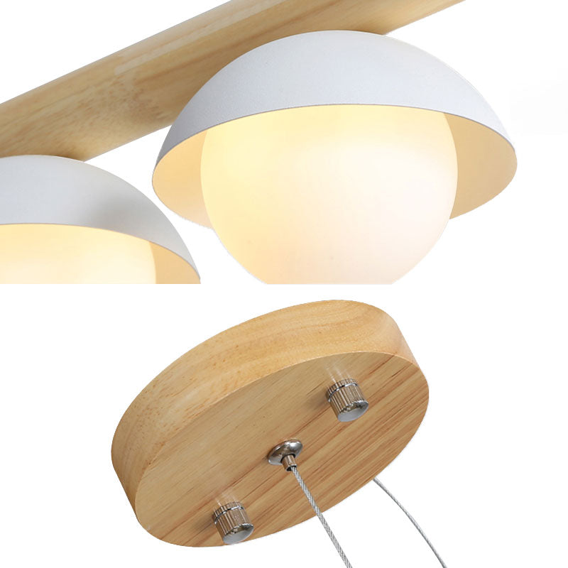 Moderno semplice lampadario lineare gambo in legno 5/7 luci bianche ombra luci di biliardo per ristorante