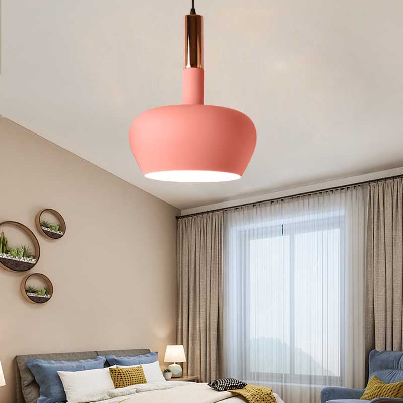 Wine Glass Metal Hanging Pendant Light Modernism 1 Light Blue/Pink/Yellow Suspension Pendant