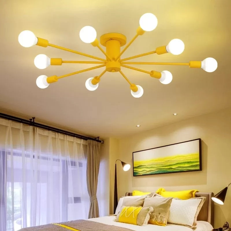 Moderne plafondlampen voor slaapkamer, 10-lichts Sputnik semi-inbouwverlichting voor kinderen, 8 "hoog x 48" in diameter