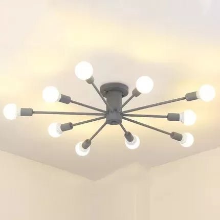 Moderne plafondlampen voor slaapkamer, 10-lichts Sputnik semi-inbouwverlichting voor kinderen, 8 "hoog x 48" in diameter