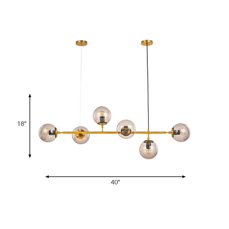 Smoke Gray Bubble Chandelier Lighting Six Lights Modern Glass Shade Island Light for Kitchen Dining Room