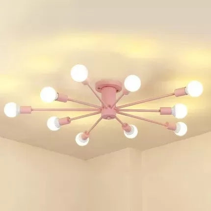 Moderne plafondlampen voor slaapkamer, 10-lichts Sputnik semi-inbouwverlichting voor kinderen, 8 "hoog x 48" in diameter