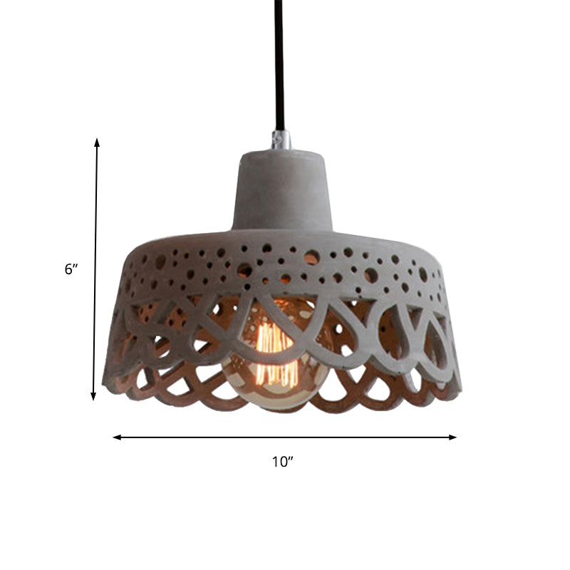 Iluminación colgante grabada en hormigón de estilo nórdico 1 luz colgante de gris claro/blanco/amarillo con tono geométrico/campana/acampanado