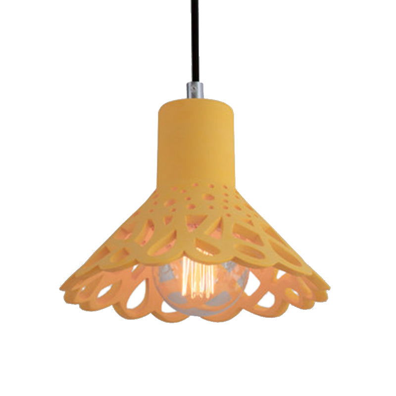 Iluminación colgante grabada en hormigón de estilo nórdico 1 luz colgante de gris claro/blanco/amarillo con tono geométrico/campana/acampanado