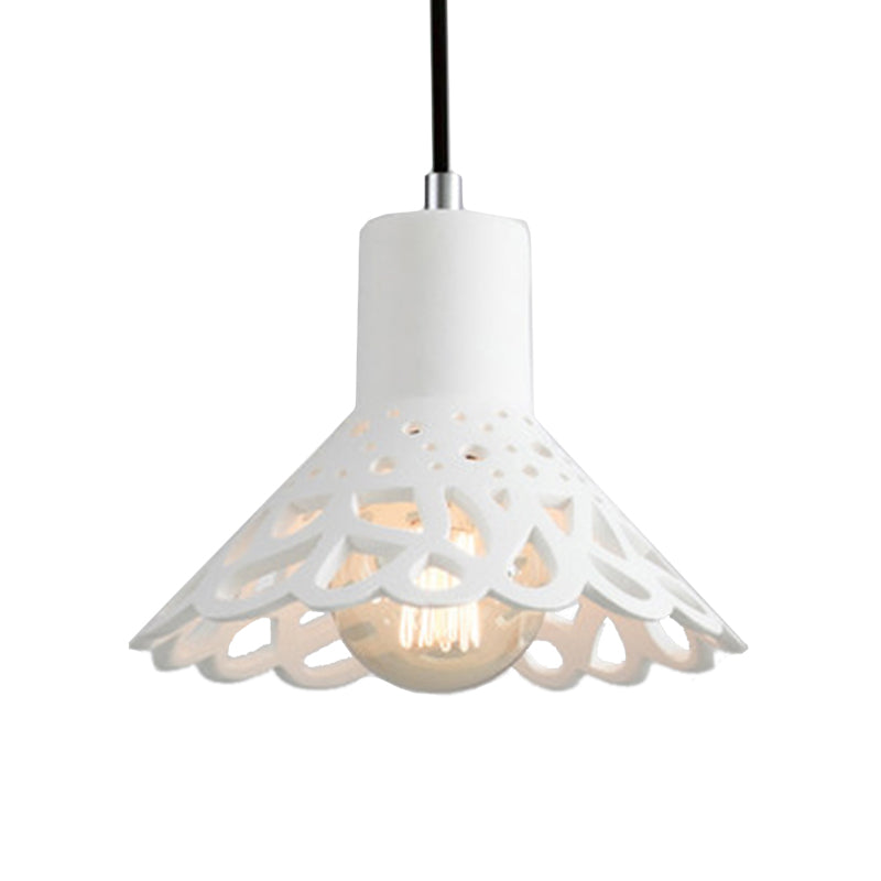 Iluminación colgante grabada en hormigón de estilo nórdico 1 luz colgante de gris claro/blanco/amarillo con tono geométrico/campana/acampanado