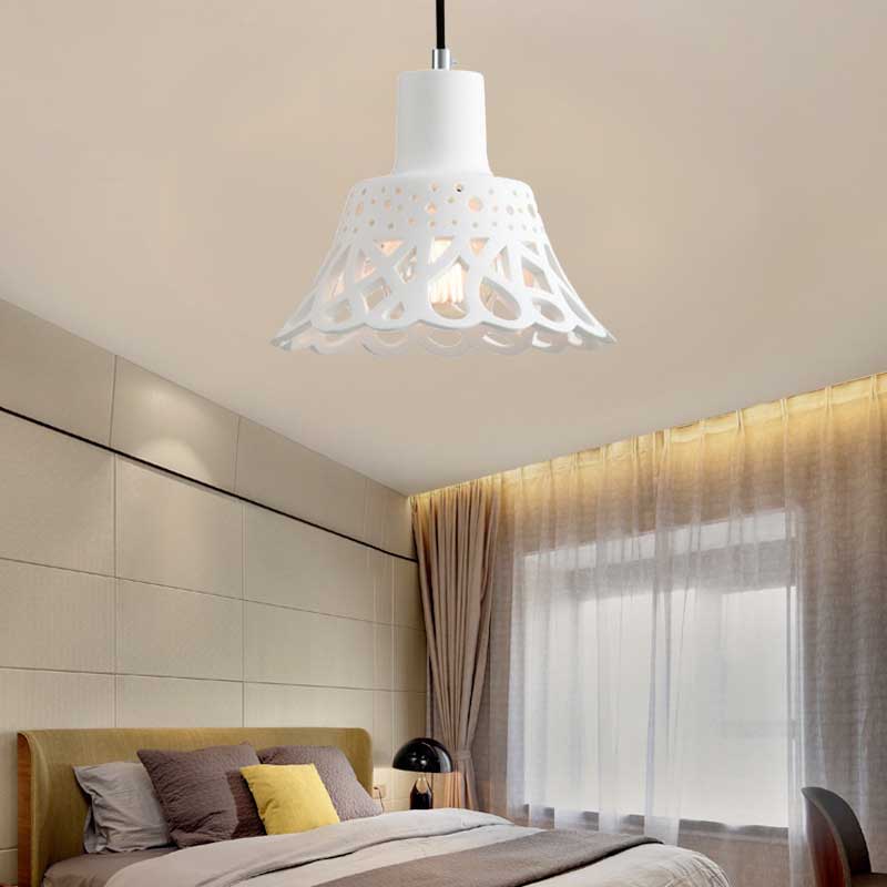 Iluminación colgante grabada en hormigón de estilo nórdico 1 luz colgante de gris claro/blanco/amarillo con tono geométrico/campana/acampanado