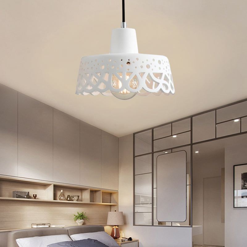 Iluminación colgante grabada en hormigón de estilo nórdico 1 luz colgante de gris claro/blanco/amarillo con tono geométrico/campana/acampanado