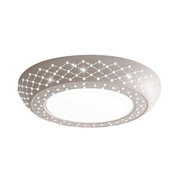 23 "/42" /35 " Wide Drum Shade Flush Mount Modern Acryl Wit Plafond Verlichting met Crystal Accent voor slaapkamer woonkamer