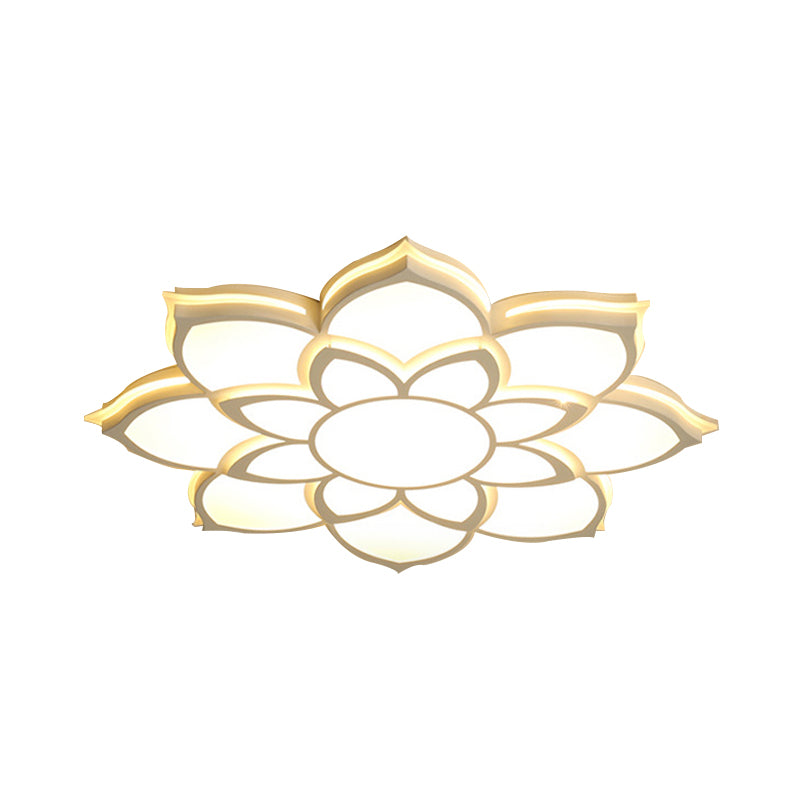 Blume Flush Mount Moderne Metall Weiß Integrierte LED Wohnzimmer Deckenleuchte in Warm/Weiß, 20.5"/27"/31.5" Dia