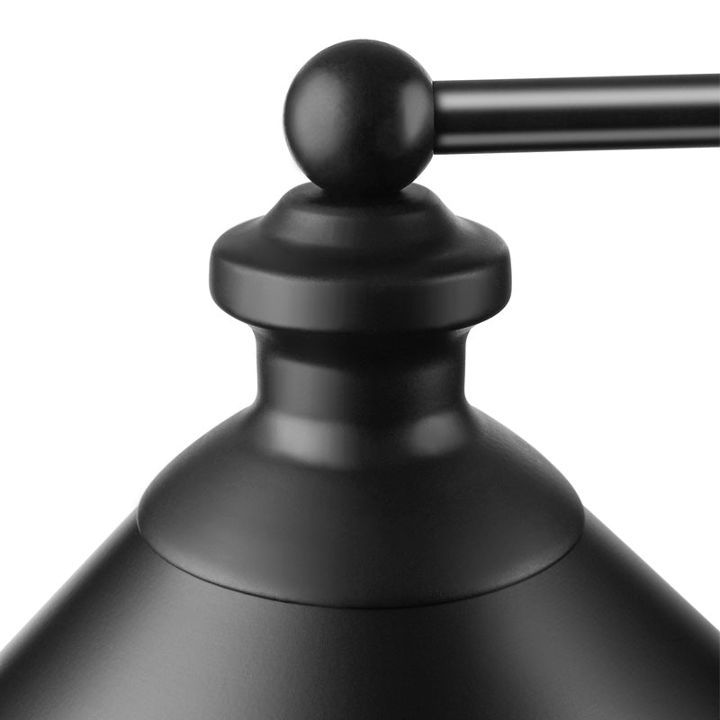 Dubbele conische metalen semi-inbouw lichte industriële eettafel met 2 lampen en plafondverlichting in zwart
