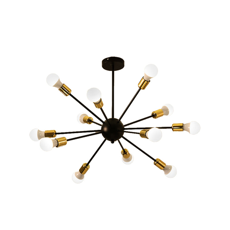 12 Lights Metal Ceiling Light Fixture Industrial Style Black Finish Sputnik Indoor Semi Flush Mount Lighting