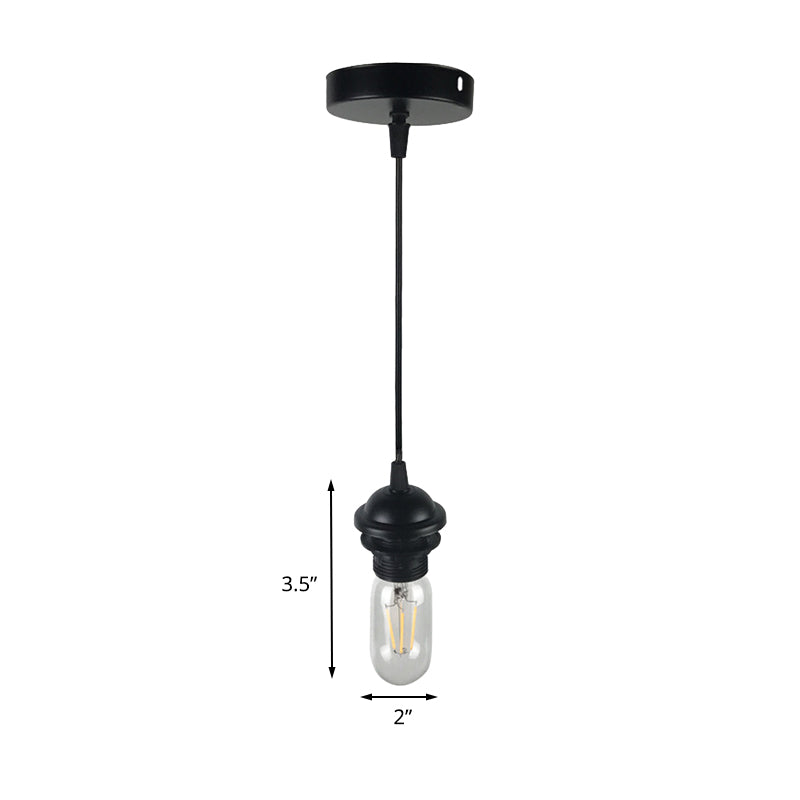 1 MINI MINI MINI PENDANT LEAU avec une bulbe de plafond métallique rétro industriel noir / blanc