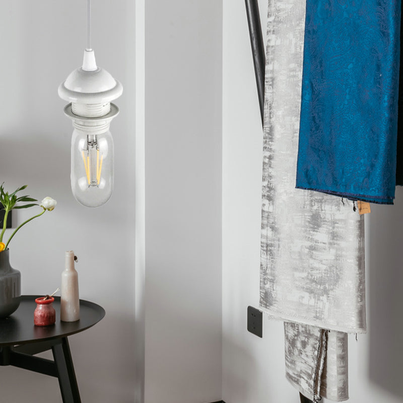 1 MINI MINI MINI PENDANT LEAU avec une bulbe de plafond métallique rétro industriel noir / blanc