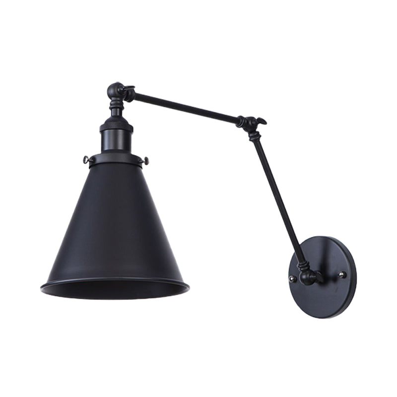 2 packs Sconce en métal effilé Light Industrial Style 1 Corridor de tête Lumière murale avec bras swing en noir